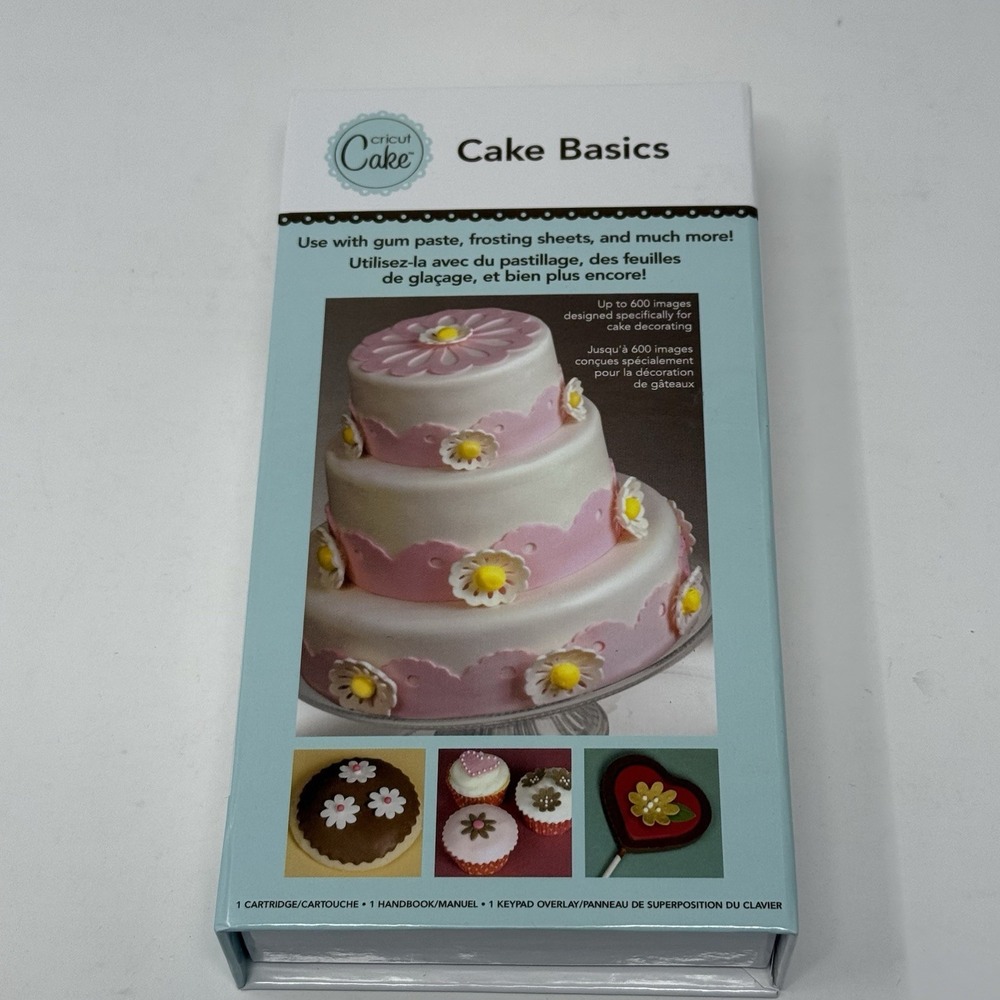 CRICUT CAKE BASICS CAKE DESIGN FONT CARTRIDGE WITH BOX, KEYPAD OVERLAY & MANUAL